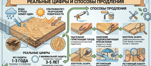 Срок службы плит ОСБ (OSB) на фасаде без отделки: реальные цифры и способы продления